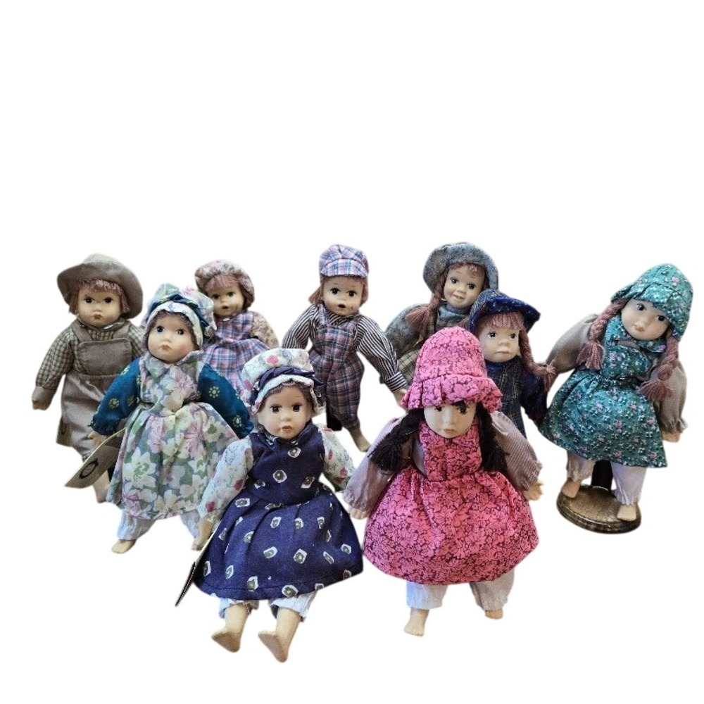 Americana Collection Hand Painted Porcelain Children Dolls‎ Lot 9 Vintage Style